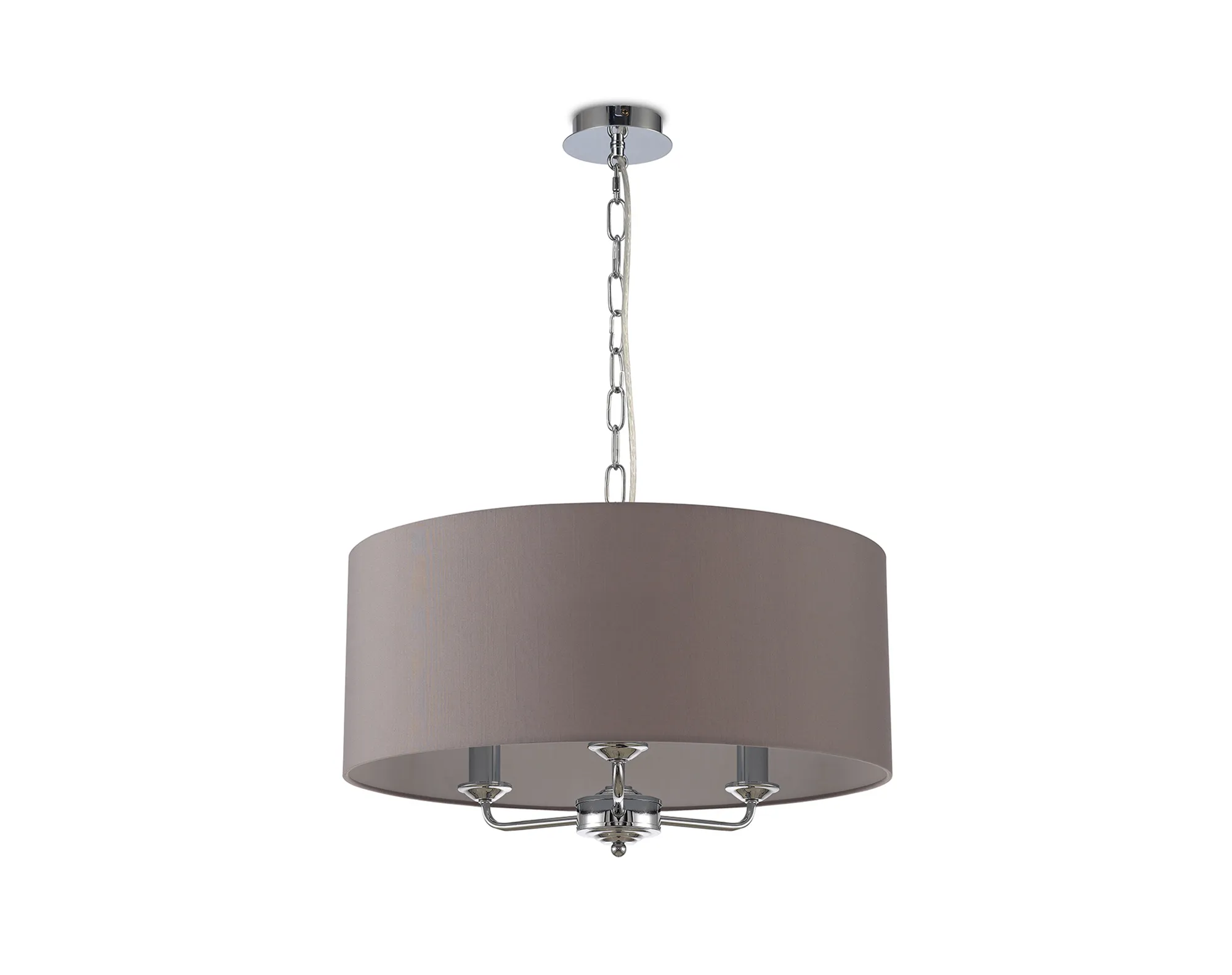 Banyan 50cm 3 Light Pendant Polished Chrome, Grey DK0022  Deco Banyan CH GR